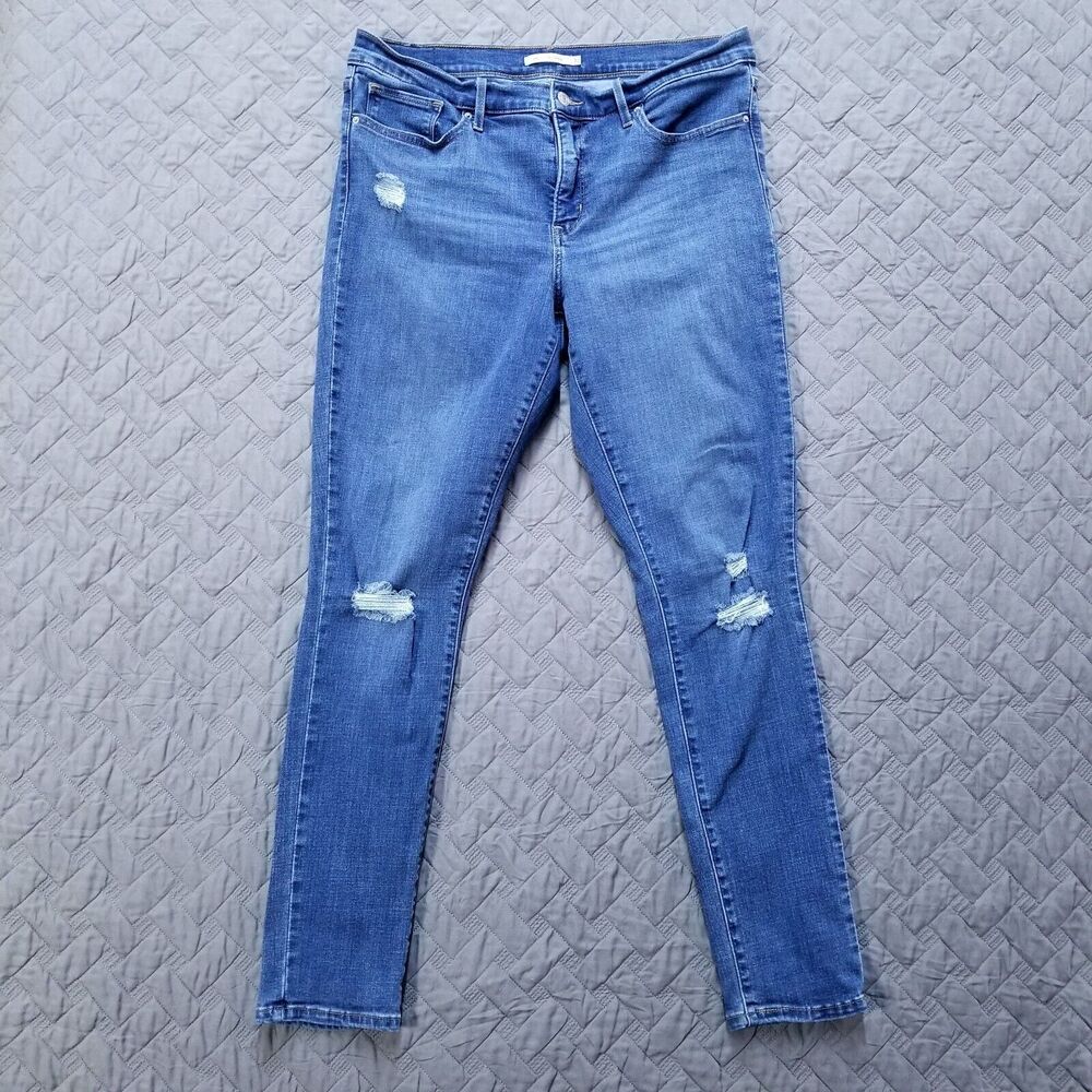 Levis Jeans Womens 32x30 Blue 311‎ Shaping Skinny Fit Distressed Dark Wash Denim